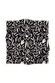 %100 Twill İpek Büyük Çiçek Desenli Siyah - Krem Renkli 90x90 Eşarp Dikim Şekli : El Dikişi thumbnail 2