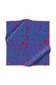 %100 Twill İpek Büyük Çiçek Desenli Saks - Kırmızı Renkli 90x90 Eşarp Dikim Şekli : El Dikişi thumbnail 2