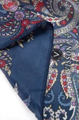100% İpek Etro Desenli Lacivert - Kırmızı Renkli 92x210 Şal thumbnail 4