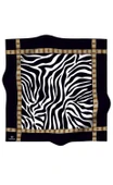 %100 Twill İpek Zebra Desenli Siyah - Beyaz Renkli 90x90 Eşarp Dikim Şekli : El Dikişi thumbnail 2