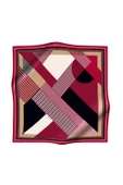 %100 Twill İpek Geometrik Desenli Bordo Renkli 90x90 Eşarp Dikim Şekli : El Dikişi thumbnail 2
