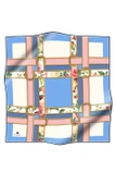 100% Twill İpek Şeritli Çiçek Desenl Bebe Mavisi - Pudra Renkli 90x90 Dikim Şekli : El Dikişi Eşarp thumbnail 2