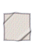 %100 Twill İpek Çıtır Desenli Krem - İndigo Renkli 90x90 Eşarp Dikim Şekli : El Dikişi thumbnail 2