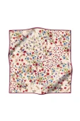%100 Twill İpek Çıtır Çiçek Desenli Krem - Bordo Renkli 90x90 Eşarp Dikim Şekli : El Dikişi thumbnail 2