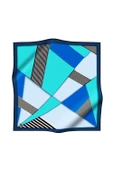 %100 Twill İpek Çizgili ve Geometrik Desenli Saks - Mint Yeşili Renkli 90x90 Eşarp Dikim Şekli : El Dikişi thumbnail 2