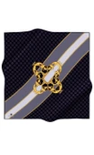 %100 Twill İpek Monogram Ve Barok Desenli Siyah - Gri Renkli 90x90 Eşarp Dikim Şekli : El Dikişi thumbnail 2