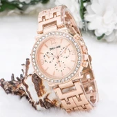 Zarif Ve Şık Özel Tasarım Zirkon Taşlı Metal Bayan Kol Saati (rose) thumbnail 1