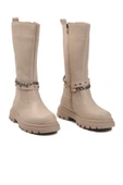 Cool Bej İçi Polarlı Fermuarlı Kız Çocuk Çizme Paris-26K F thumbnail 3