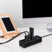 Çok Amaçlı 4 Port Girişli Güçlü Usb 3.0 Port Çoklayıcı Adaptör Switch Splitter Hub 1.2m Kablo thumbnail 1