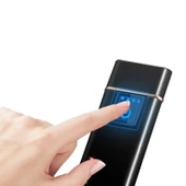 Elektronik Şarj Edilebilir Alevsiz Usb Dokunmatik Siyah Çakmak - Kutulu thumbnail 3