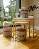 Deri Şeritli Yuvarlak Çok Amaçlı Düzenleyici Organizer Kutu Keçe Sepet (maxi) 03815 thumbnail 2