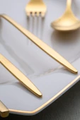 Alisa 30 Parça 6 Kişilik Parlak Gold Kutulu Çatal Kaşık Bıçak Takımı thumbnail 3