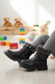 Cool Siyah İçi Polarlı Fermuarlı Kız Çocuk Bot Evla P thumbnail 3
