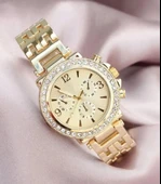 Zarif Ve Şık Özel Tasarım Zirkon Taşlı Metal Bayan Kol Saati (gold) thumbnail 1