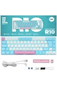 R10 Mekanik Klavye Full Anti-Ghosting Hot Swap Blue Switch Oyuncu Klavyesi (Türkçe) Buz Mavisi Işık thumbnail 1
