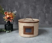 Deri Şeritli Pencereli Yuvarlak Çok Amaçlı Düzenleyici Organizer Kutu Keçe Çanta (maxi) thumbnail 1