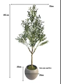Yapay Zeytin Ağacı 185cm Doğal Görünümlü Yapay Ağaç Mokka Renk 30cm Küre Saksıda thumbnail 7