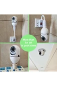Wifi 360 Panoramik Ampul Kamera Güvenlik Kamerası Çift Wifi 360 Derece Gece Görüşlü thumbnail 5