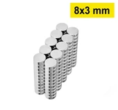 5 Adet 8x3mm Yuvarlak Neodyum Mıknatıs Güçlü Nikel Kaplamalı Kaliteli Dayanıklı Magnet thumbnail 1