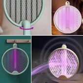 Tenis Raketi Tipi Masaüstü Olabilen Gece Lambalı Sinek Kovucu,öldürücü Raket thumbnail 6