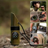 7si 1arada Acil Durum Düdüğü,El Feneri, Termometre,Pusula,Büyüteç,Depolama Bölmeli Kampçı Düdüğü (5314) thumbnail 1