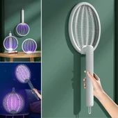 Asılabilen Ve Masaüstü Olabilen 2w Sinek kovucu Mor Işıklı Raket thumbnail 1