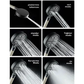 Kireç Tutucu Tazyik Arttırıcı 6 Fonksiyonlu Siyah Duş Başlığı thumbnail 6