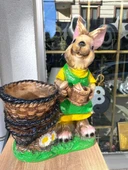 Dekoratif Sepetli Saksılı Tavşan Bahçe Heykeli , Biblosu 48 Cm thumbnail 3