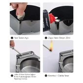 Sunup Sn-20444 Metal Çakmaklı Küllük Zippo Yakıt İle Çalışır thumbnail 2