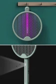 Tenis Raketi Tipi Masaüstü Olabilen Gece Lambalı Sinek Kovucu,öldürücü Raket thumbnail 8
