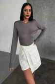 Rahat Ve Şık Uzun Kollu Bisiklet Yaka Likralı Viskon Penye Body Füme thumbnail 1