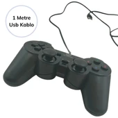 Çift Titreşimli Usb Kablolu Oyun Kolu Pc Uyumlu Vibration Gamepad thumbnail 5
