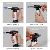 TORCH Pürmüz Çakmak Dolduralabilir Profesyonel Metal Gövde (5314) thumbnail 4