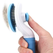 Kedi Köpek Tüy Toplayıcı Kendini Temizleyebilen Ergonomik Saplı Evcil Hayvan Tarağı Mavi (5314) thumbnail 3