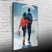 Aynı Şemsiye Altında Sevgililer Yağlıboya Kanvas Tablo 50 x 70 thumbnail 3