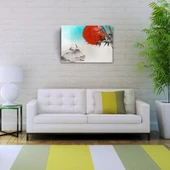 Japon Bayrağı ve Karlı Dağlar Yağlıboya Kanvas Tablo 50 x 70 thumbnail 2