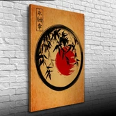 Yaprakların ardında Japonya Bayrağı Poster Kanvas Tablo 50 x 70 thumbnail 1