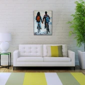 Elele Bisiklet Süren Sevgililer Yağlıboya Kanvas Tablo 50 x 70 thumbnail 2