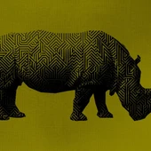 Gergedan , Hipopotam Soyut Çalışma Kanvas Tablo 50 x 70 thumbnail 2