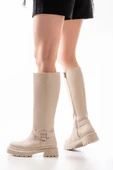 236-3021 Bej Fermuarlı Günlük Kadın Çizme thumbnail 1
