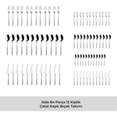 Emsan Side 84 Parça Lüks Kutulu 12 Kişilik Çatal Kaşık Bıçak Seti thumbnail 7