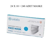 WEXTA BEYAZ 3 KATLI MEDİKAL CERRAHİ YÜZ MASKESİ 10PCS x 24 = 240 ADET (5314) thumbnail 1