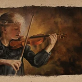 Keman Çalan Kız , Yağlı Boya Kanvas Tablo 60 x 120 thumbnail 2