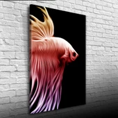 Siyah Fonda Kırmızı Balık Kanvas Tablo 50 x 70 thumbnail 1