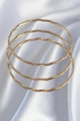 316L Çelik Gold Renk Dalgalı Model Bilezik Seti - TJ-BB6177 thumbnail 2