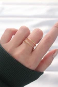 2li Görünümlü Su Yolu Tasarımlı Gold Renk Ayarlanabilir Yüzük - TJ-BYK3136 thumbnail 1