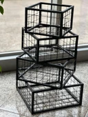 Metal Tel Kasa Sepet  - 4'lü Set -  Depolama  Kasası,  Sele Sepet  Siyah 30-35-40-45 cm H:40 cm thumbnail 2