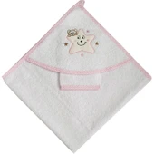 Yıldız Nakışlı Keseli Kız Bebek Havlu (74x74cm) thumbnail 2