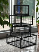 Metal Tel Kasa Sepet  - 4'lü Set -  Depolama  Kasası,  Sele Sepet  Siyah 30-35-40-45 cm H:20 cm thumbnail 1