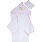 Yıldız Nakışlı Keseli Kız Bebek Havlu (74x74cm) thumbnail 3